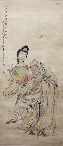 PAINTING OF AN ELDER AND A LADY, QIAN HUIAN