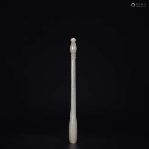 CHINESE WHITE JADE CARVING OF BRUSH STICK