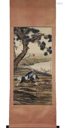 A PAINTING OF HUNTING SCENE, MA JIN