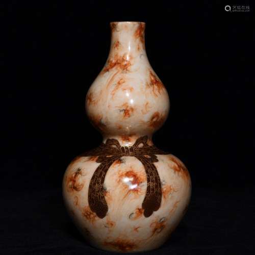 IMITATION STONE-GRAIN GLAZED DOUBLE GOURD VASE