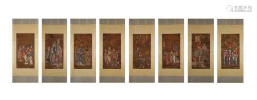 EIGHT-PANEL PAINTING OF IMMORTALS, ANONYMOUS