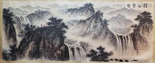 PAINTING OF MOUNTAIN VIEW AND WATERFALL, FU BAOSHI