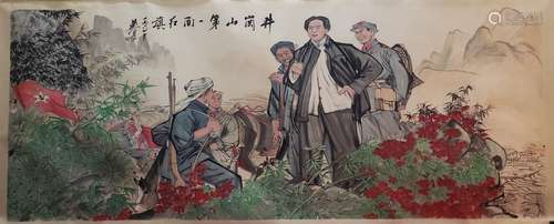 PAINTING OF CHAIRMAN MAO AND SOLDIERS, HUANG ZHOU