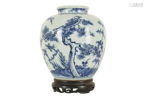 A CHINESE BLUE AND WHITE 'THREE FRIENDS' JAR.