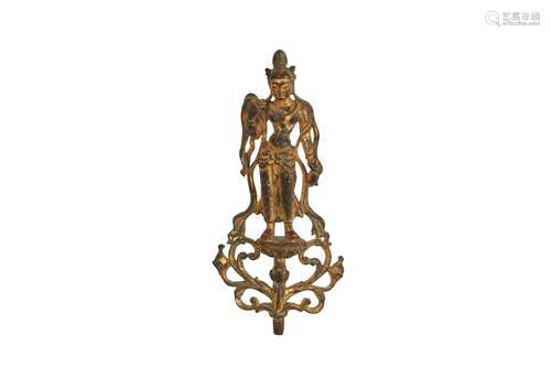 A CHINESE GILT-BRONZE BUDDHIST FIGURE.