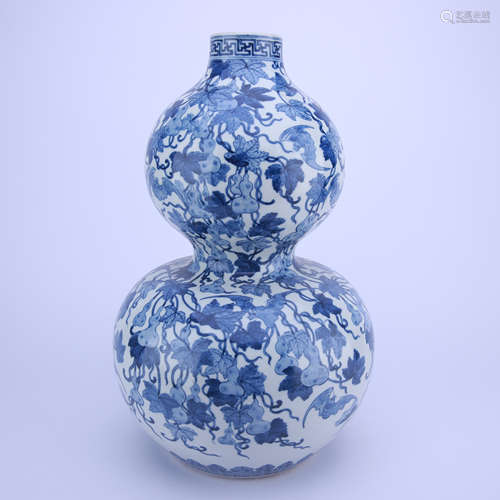 Blue and White Kiln Calabash Vase from Qing