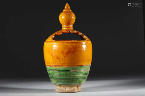 Yellow and Green Glazed Kiln Vase from Liao