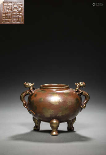 Painting Golden Kiln Censer from QianLong Qing