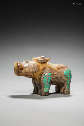 Jade Inlaying with Tophus Ornament in Ox form from Han