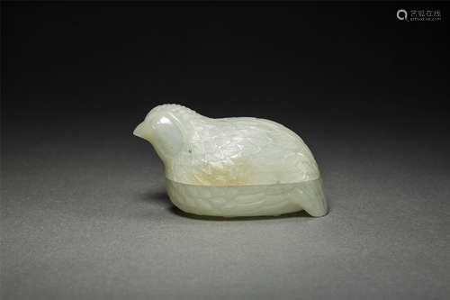 Jade Container with Mandarin Duck Design from Qing