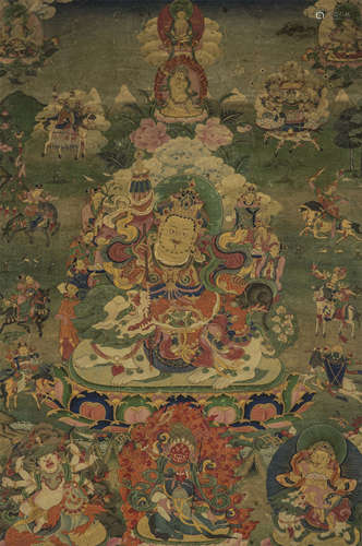 Thangka of Buddha Figure from Qing