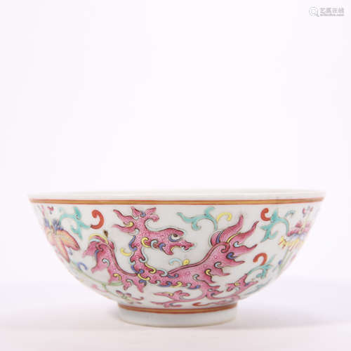 Famille Rosed Bowl with Phoenix Grain from Qing