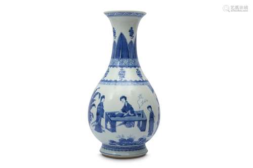 A CHINESE BLUE AND WHITE 'LADIES' VASE, YUHUCHUNPI...