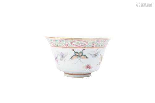 A CHINESE FAMILLE ROSE BUTTERFLY BOWL.