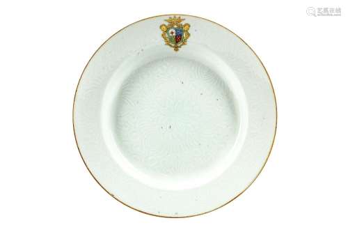 A CHINESE INCISED ARMORIAL DISH.