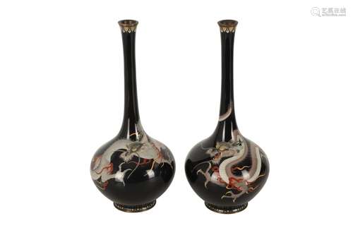 A PAIR OF JAPANESE CLOISONNÉ VASES.