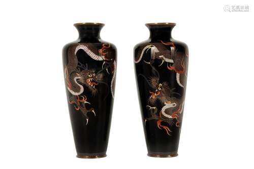 A PAIR OF JAPANESE CLOISONNÉ VASES.