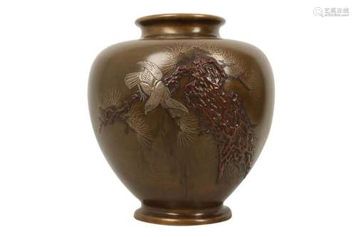 A JAPANESE INLAID BRONZE VASE.