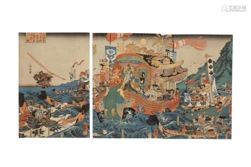 A JAPANESE WOODBLOCK PRINTS BY KUNIYOSHI (1797 - 1861).