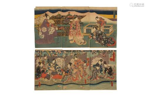 JAPANESE WOODBLOCK PRINTS BY KUNISADA (1786-1865).