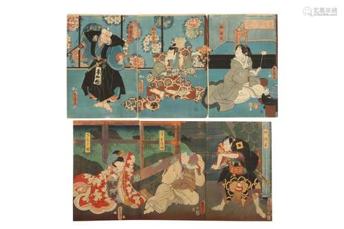 JAPANESE WOODBLOCK PRINTS BY KUNISADA (1786-1865).