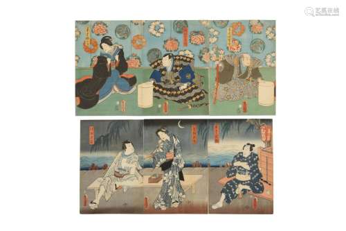 JAPANESE WOODBLOCK PRINTS BY KUNISADA (1786-1865).