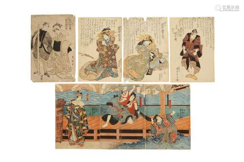 JAPANESE WOODBLOCK PRINTS BY TOYOKUNI, KUNISADA AND KUNIYOSH...