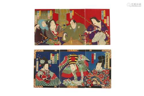 JAPANESE WOODBLOCK PRINTS BY KUNICHIKA (1835-1900). Edo peri...