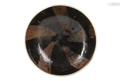 A CHINESE BLACK-GLAZED RUSSET-SPLASHED TEA BOWL.