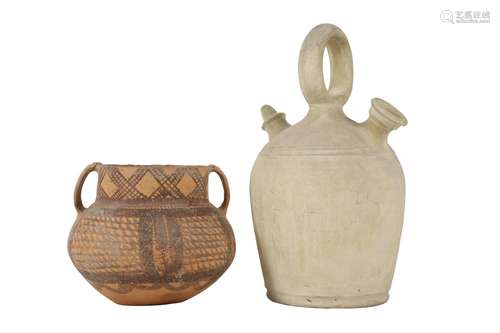 TWO ARCAHIC CERAMIC VESSELS.