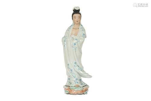 A CHINESE PORCELAIN MODEL OF GUANYIN.