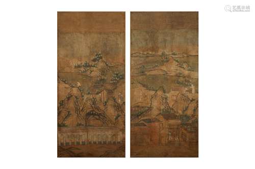 TWO LARGE CHINESE WALLPAPER PANELS.