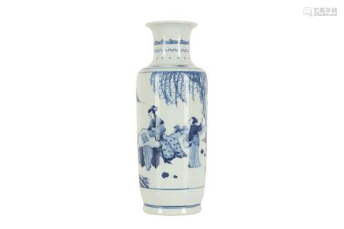 A CHINESE BLUE AND WHITE 'LADIES' VASE.