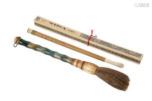 TWO CHINESE CALLIGRAPHY BRUSHES.