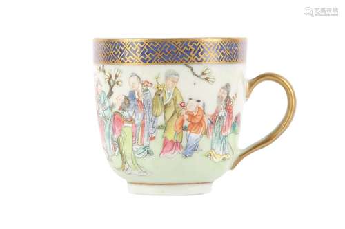 A CHINESE FAMILLE ROSE 'IMMORTALS' COFFEE CUP.