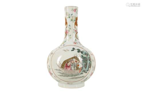 A CHINESE FAMILLE ROSE BOTTLE VASE.