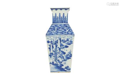 A CHINESE BLUE AND WHITE RECTANGULAR-SECTION 'LANDSCAPE...