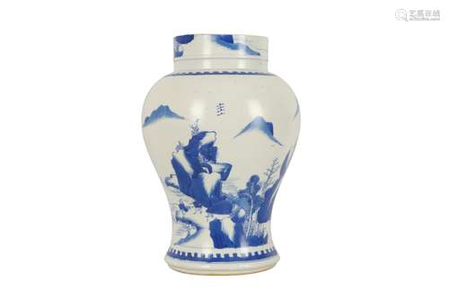 A CHINESE BLUE AND WHITE 'LANDSCAPE' YENYEN VASE.