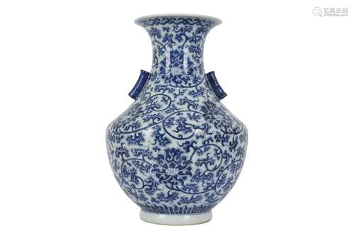 A LARGE CHINESE BLUE AND WHITE 'LOTUS SCROLL' VASE...