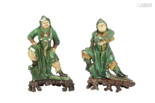 TWO CHINESE SANCAI-GLAZED 'WARRIOR' ROOF TILES.