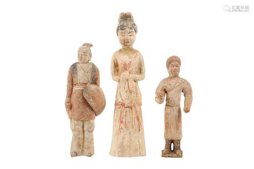 THREE CHINESE POTTERY FIGURES