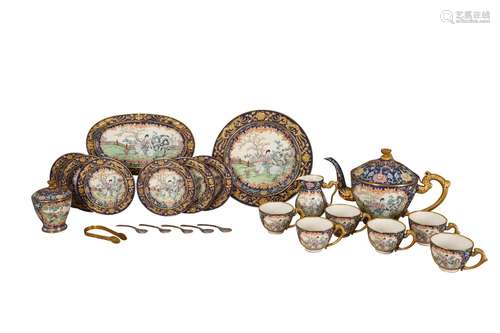 A CHINESE PAINTED ENAMEL TEA SET.