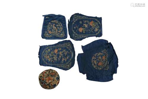 FIVE CHINESE EMBROIDERED TEXTILES.