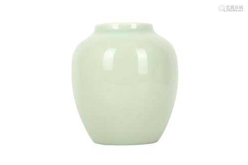 A CHINESE CELADON-GLAZED JAR.