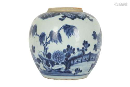 A CHINESE BLUE AND WHITE JAR.