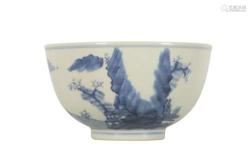 A CHINESE BLUE AND WHITE 'LANDSCAPE' BOWL.