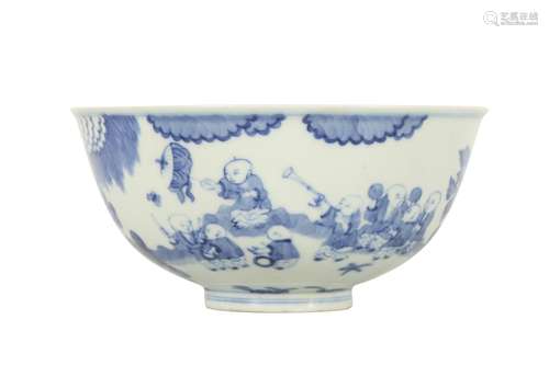 A CHINESE BLUE AND WHITE 'BOYS' BOWL.