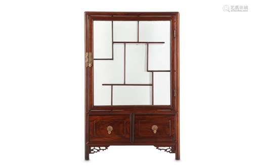 A CHINESE WOOD DISPLAY CABINET.