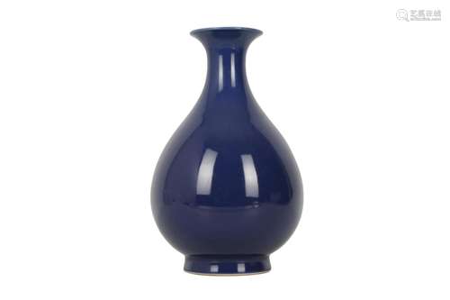 A CHINESE BLUE-GLAZED BOTTLE VASE, YUHUCHUNPING.