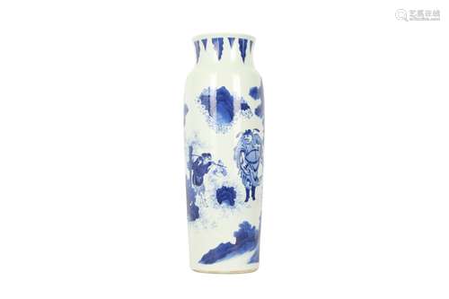 A CHINESE BLUE AND WHITE 'ZHONG KUI' SLEEVE VASE.